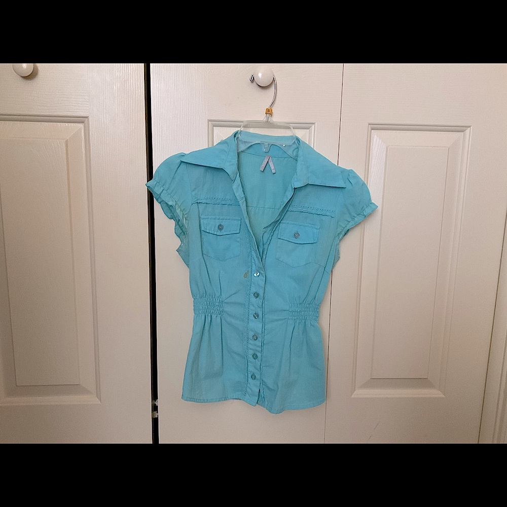MAX Rave Cerulean Blue Collared Shirt (Size XS)